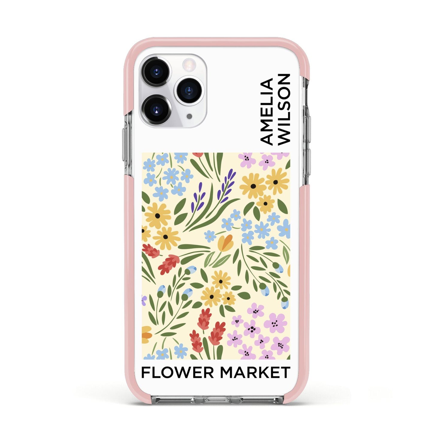 Paris Flower Market Apple iPhone 11 Pro in Silver with Pink Impact Case