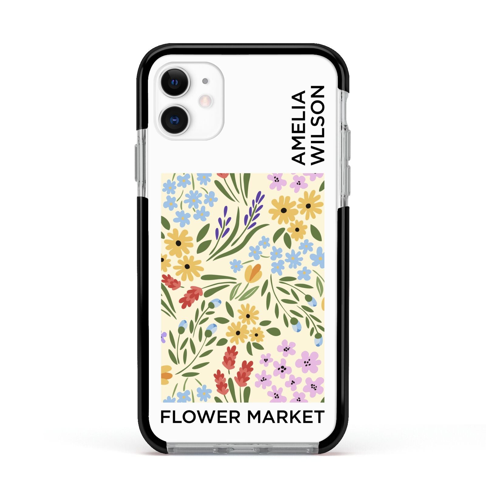 Paris Flower Market Apple iPhone 11 in White with Black Impact Case