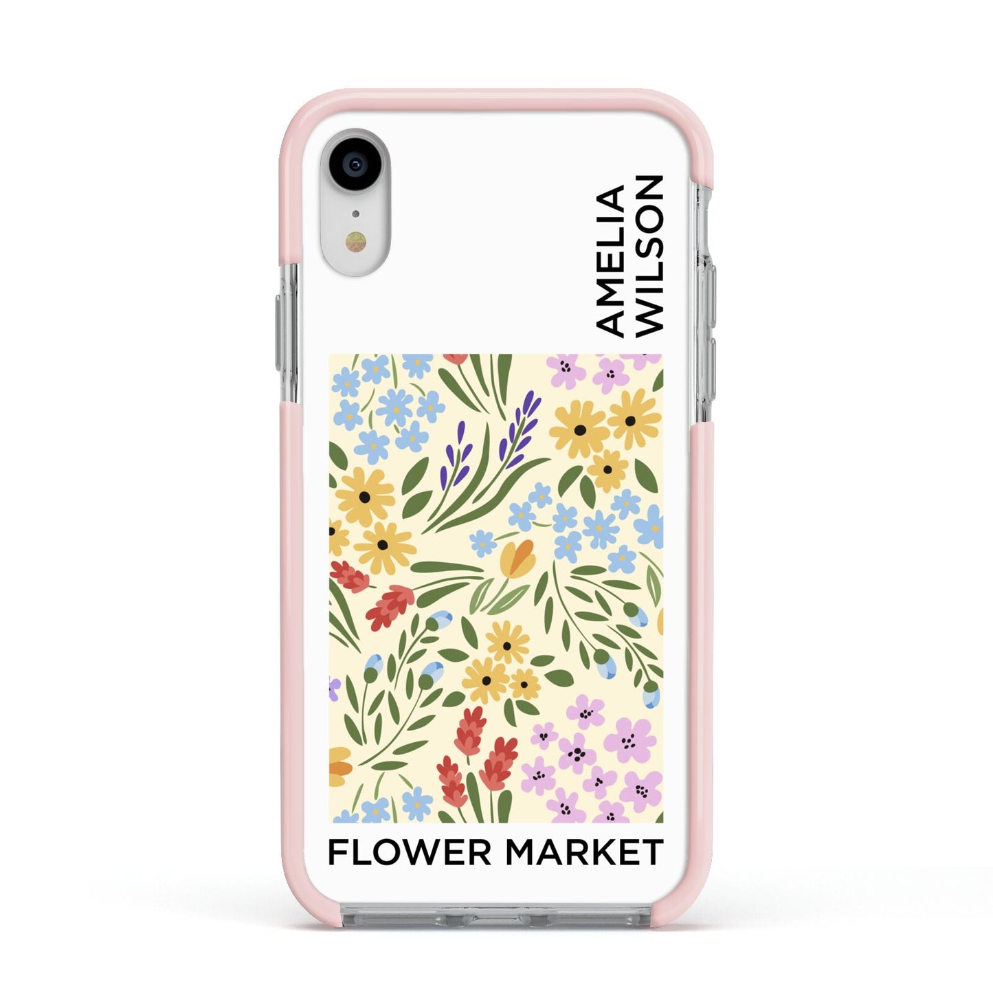 Paris Flower Market Apple iPhone XR Impact Case Pink Edge on Silver Phone