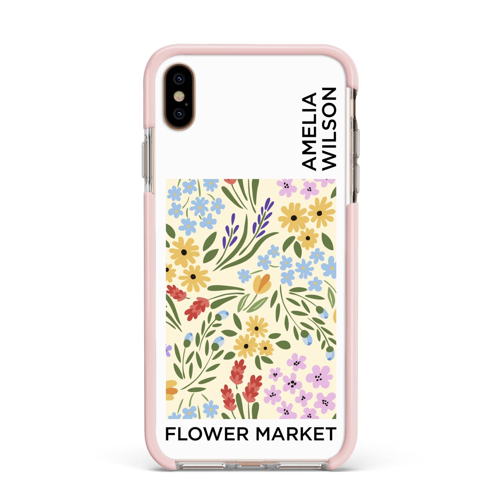 Paris Flower Market Apple iPhone Xs Max Impact Case Pink Edge on Gold Phone