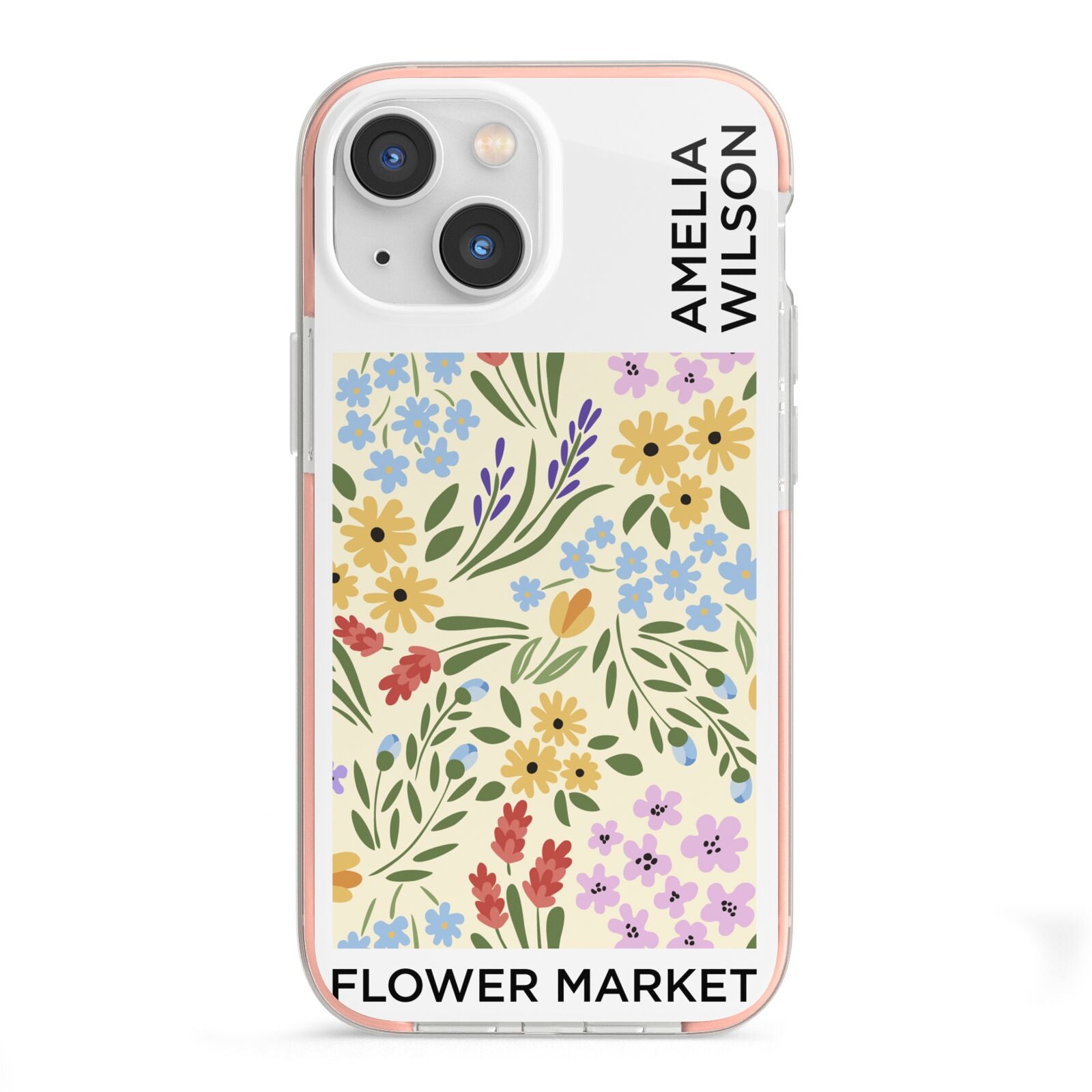 Paris Flower Market iPhone 13 Mini TPU Impact Case with Pink Edges