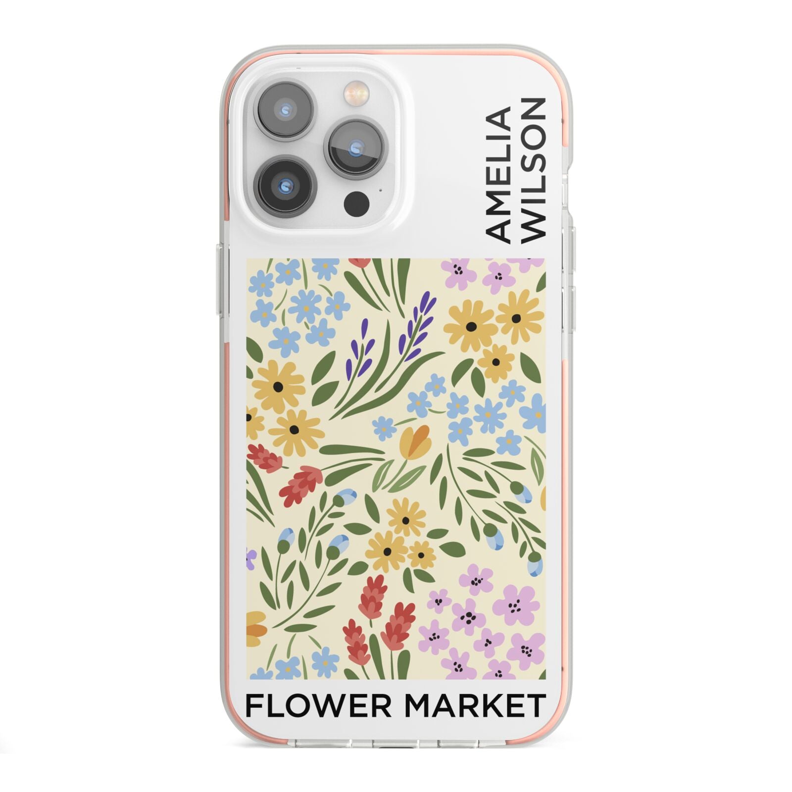 Paris Flower Market iPhone 13 Pro Max TPU Impact Case with Pink Edges