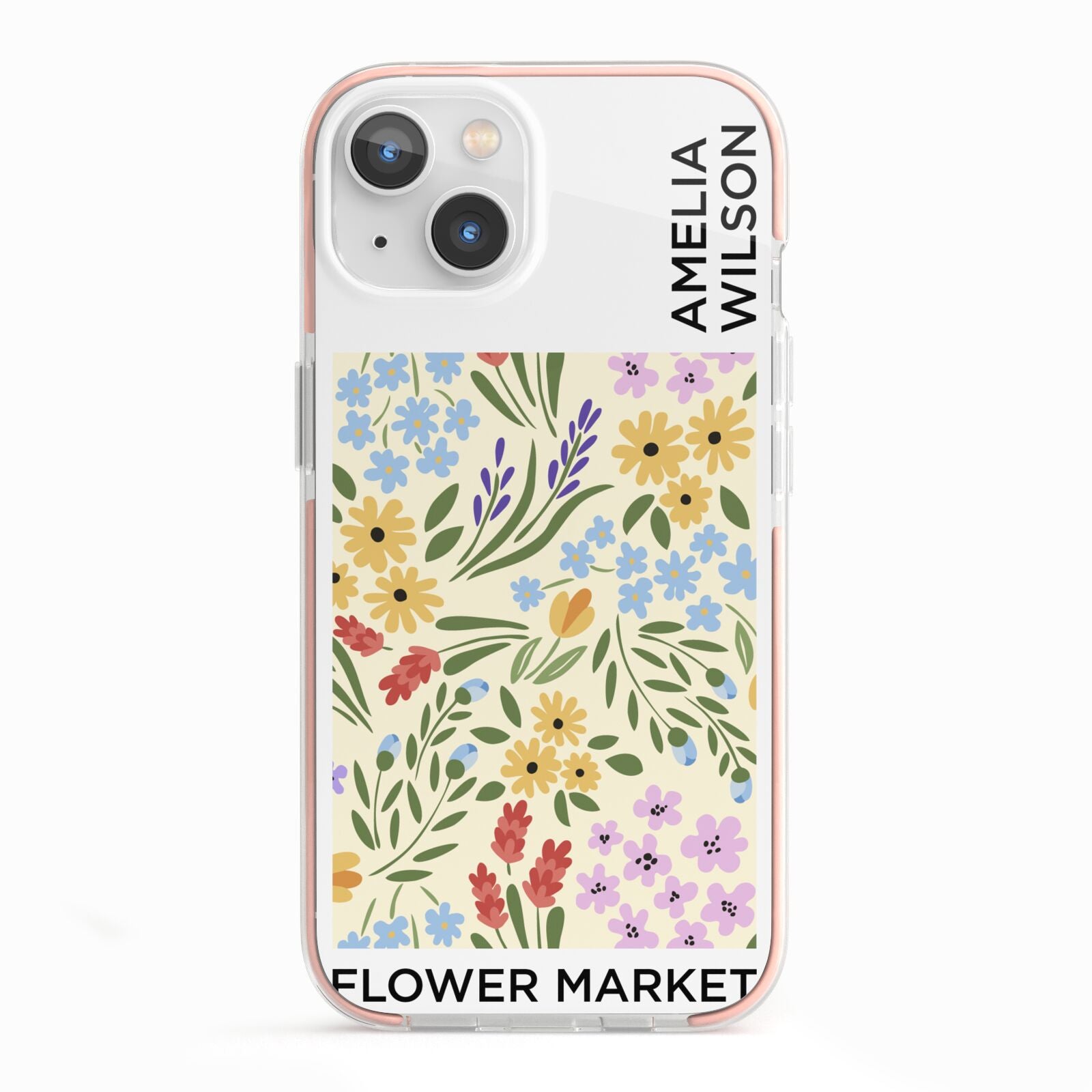 Paris Flower Market iPhone 13 TPU Impact Case with Pink Edges