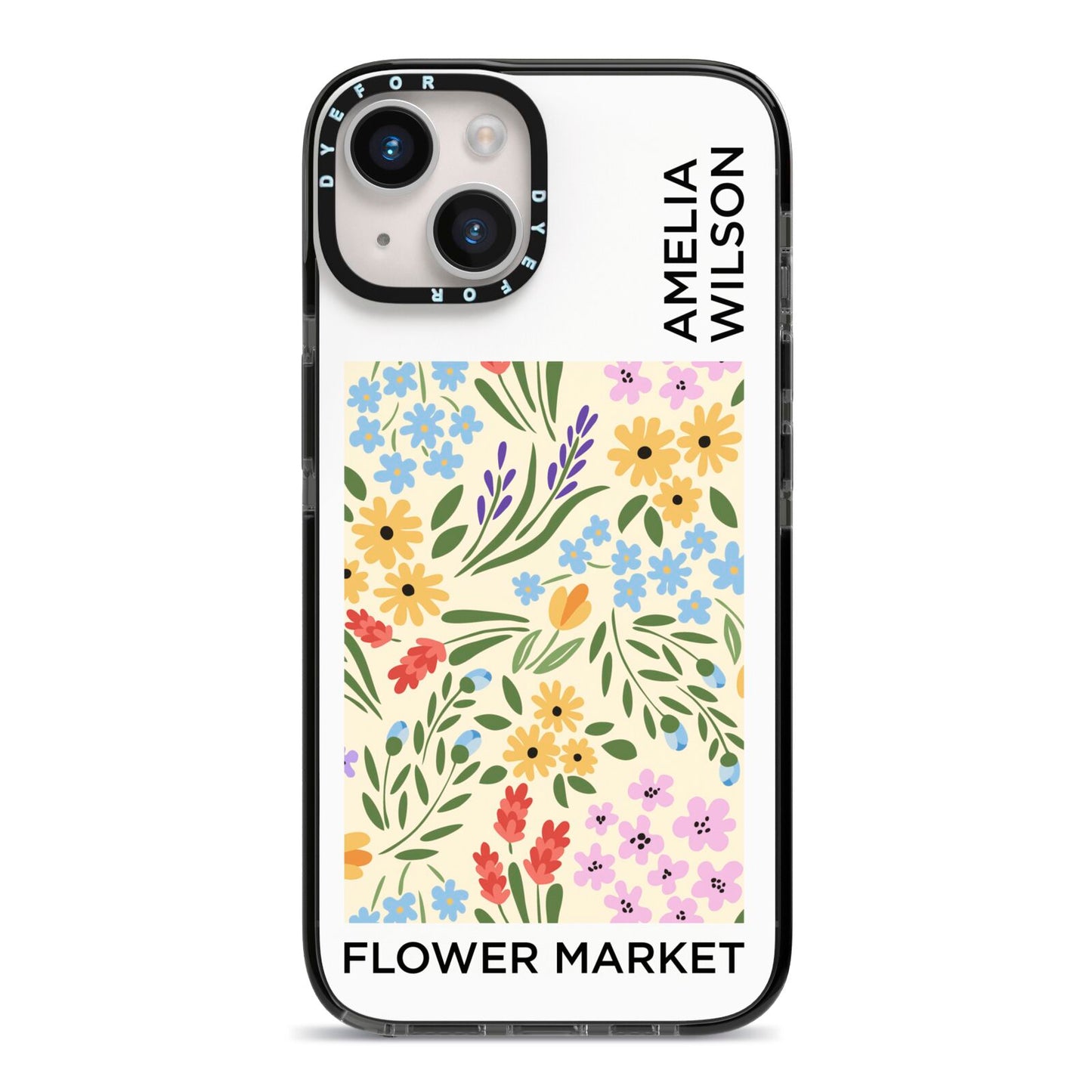 Paris Flower Market iPhone 14 Black Impact Case on Silver phone