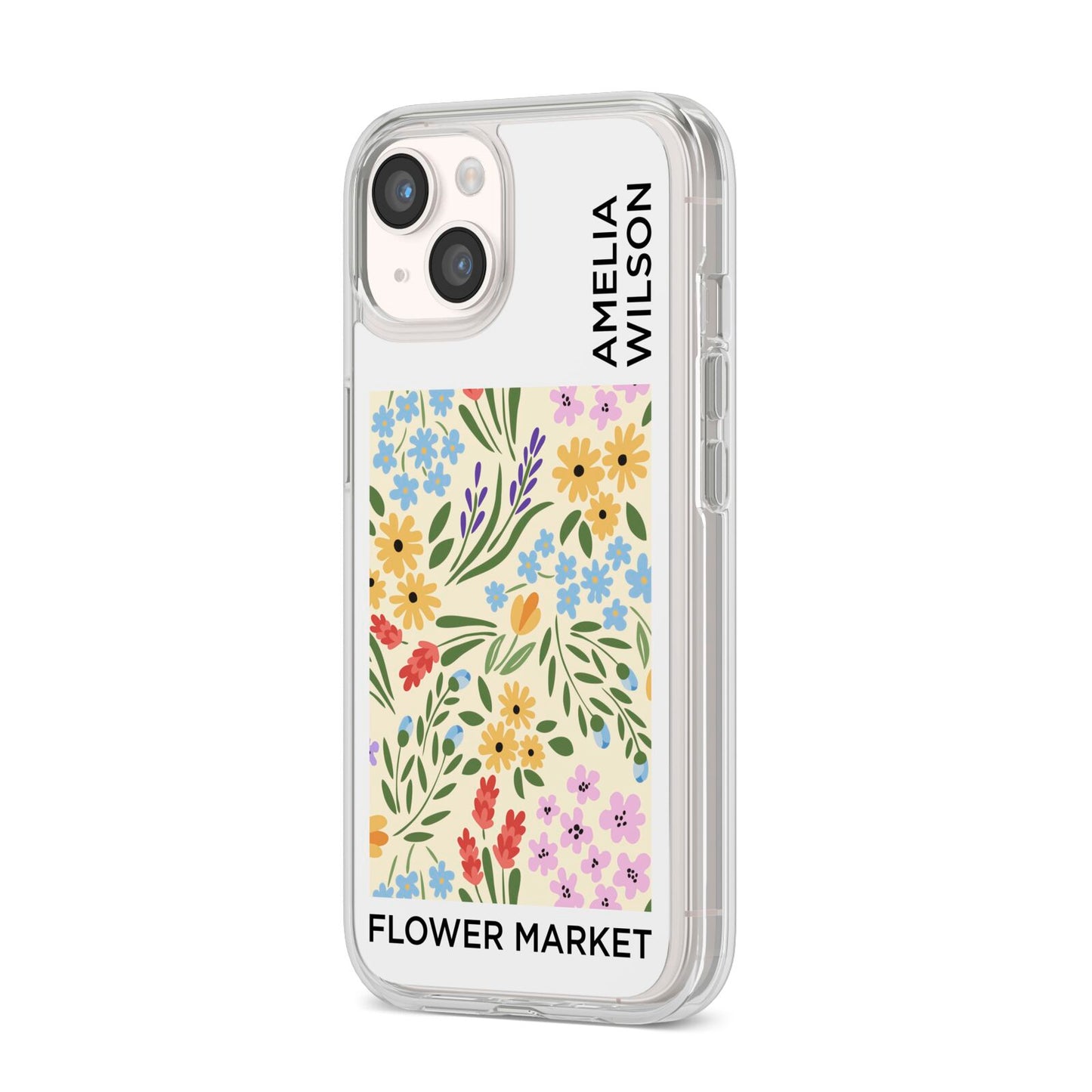 Paris Flower Market iPhone 14 Clear Tough Case Starlight Angled Image
