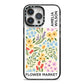 Paris Flower Market iPhone 14 Pro Max Black Impact Case on Silver phone