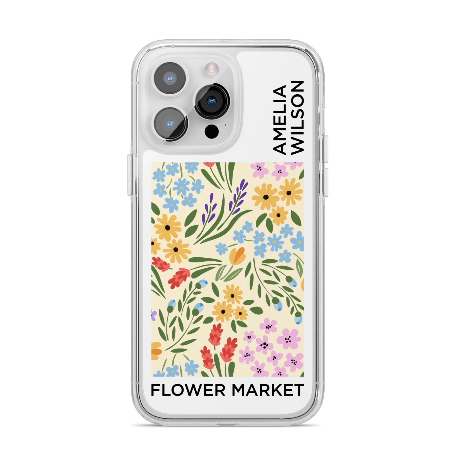 Paris Flower Market iPhone 14 Pro Max Clear Tough Case Silver
