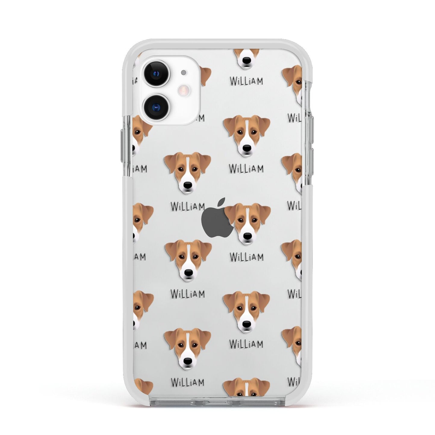 Parson Russell Terrier Icon with Name Apple iPhone 11 in White with White Impact Case