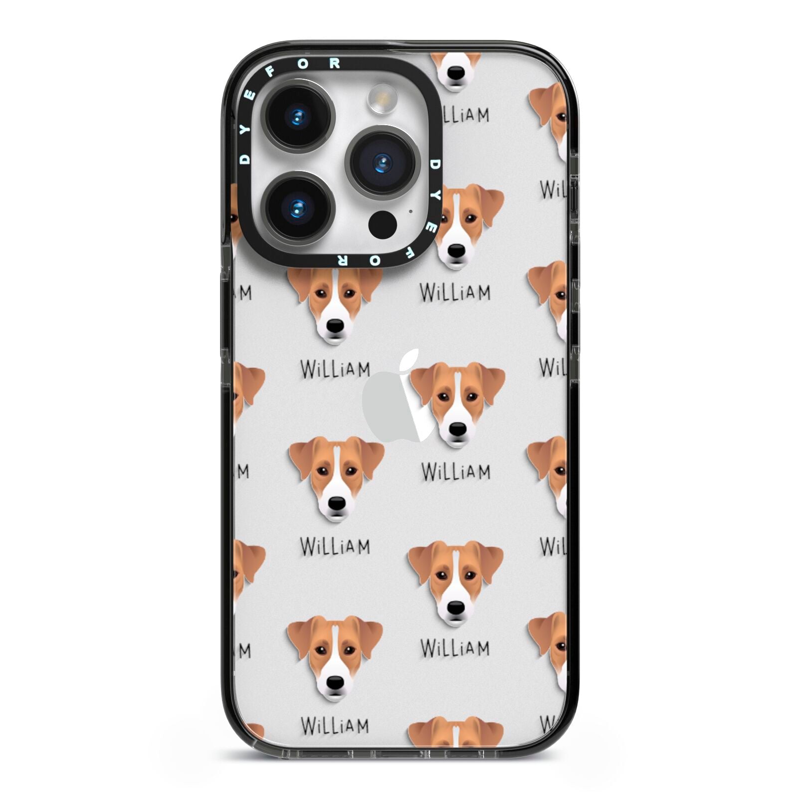 Parson Russell Terrier Icon with Name iPhone 14 Pro Black Impact Case on Silver phone