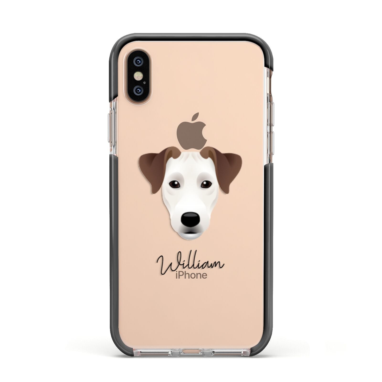 Parson Russell Terrier Personalised Apple iPhone Xs Impact Case Black Edge on Gold Phone