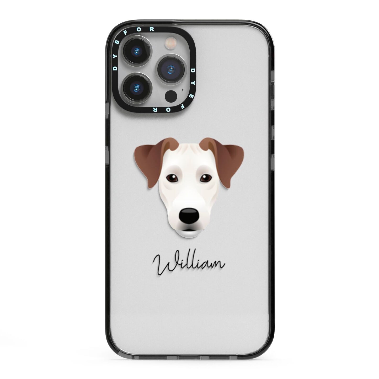 Parson Russell Terrier Personalised iPhone 13 Pro Max Black Impact Case on Silver phone