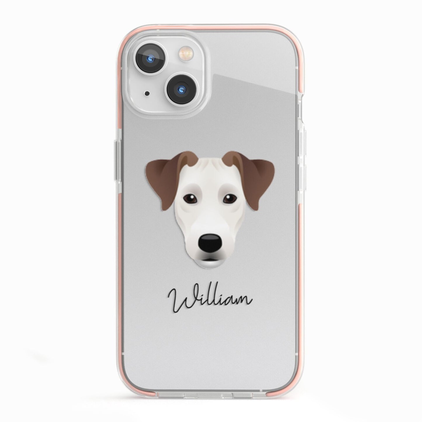 Parson Russell Terrier Personalised iPhone 13 TPU Impact Case with Pink Edges