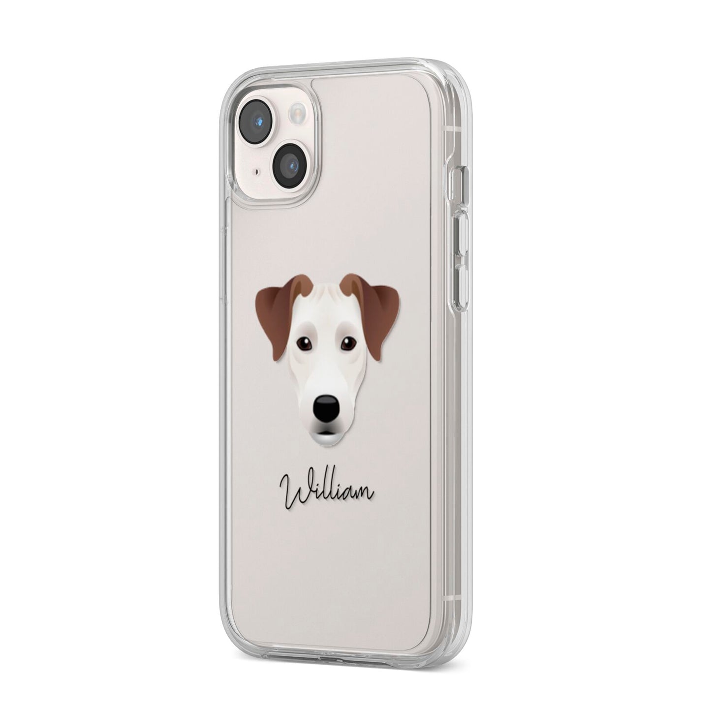 Parson Russell Terrier Personalised iPhone 14 Plus Clear Tough Case Starlight Angled Image