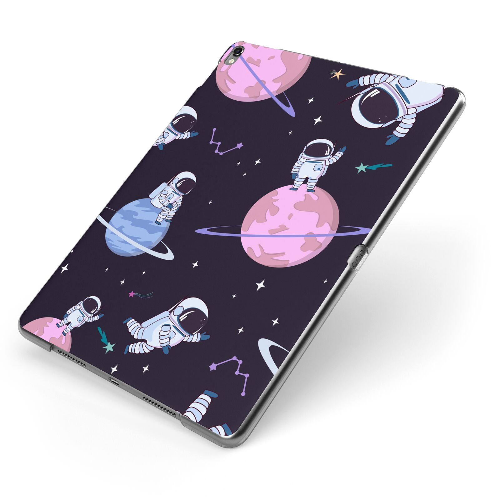 Pastel Hue Space Scene Apple iPad Case on Grey iPad Side View