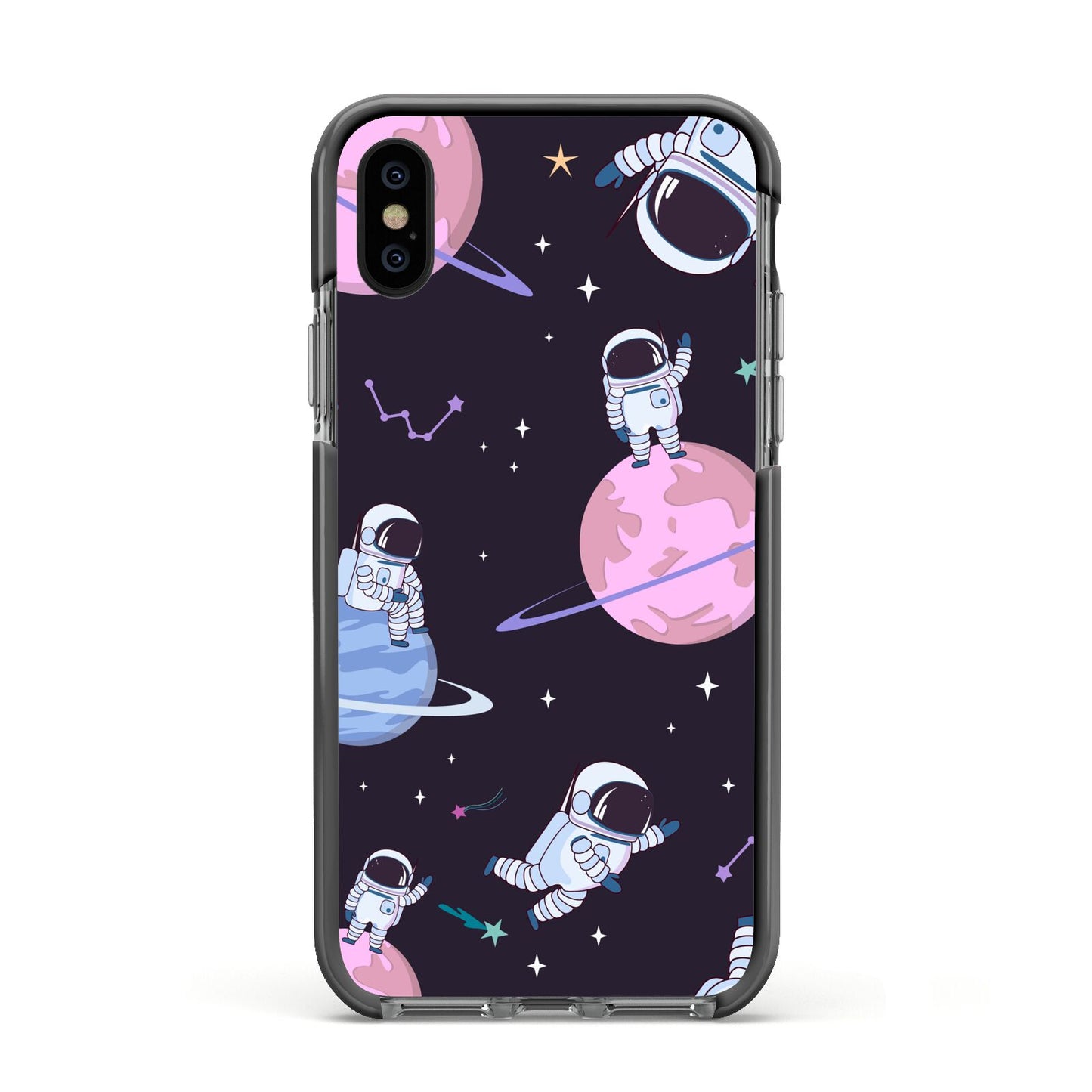 Pastel Hue Space Scene Apple iPhone Xs Impact Case Black Edge on Black Phone