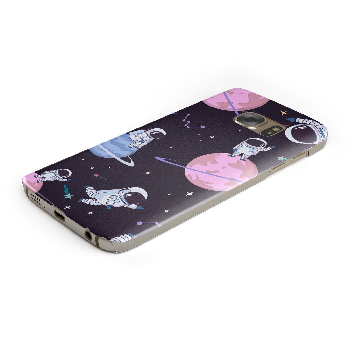 Pastel Hue Space Scene Protective Samsung Galaxy Case Angled Image