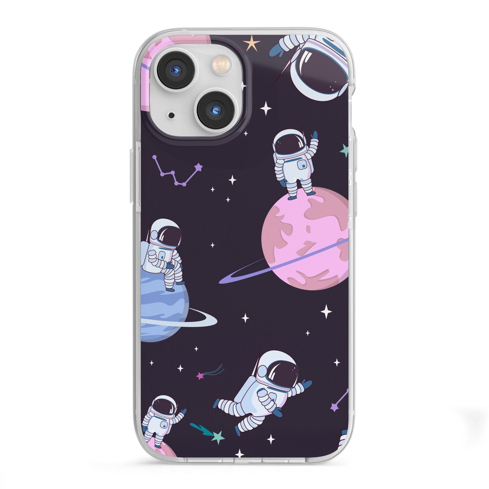 Pastel Hue Space Scene iPhone 13 Mini TPU Impact Case with White Edges