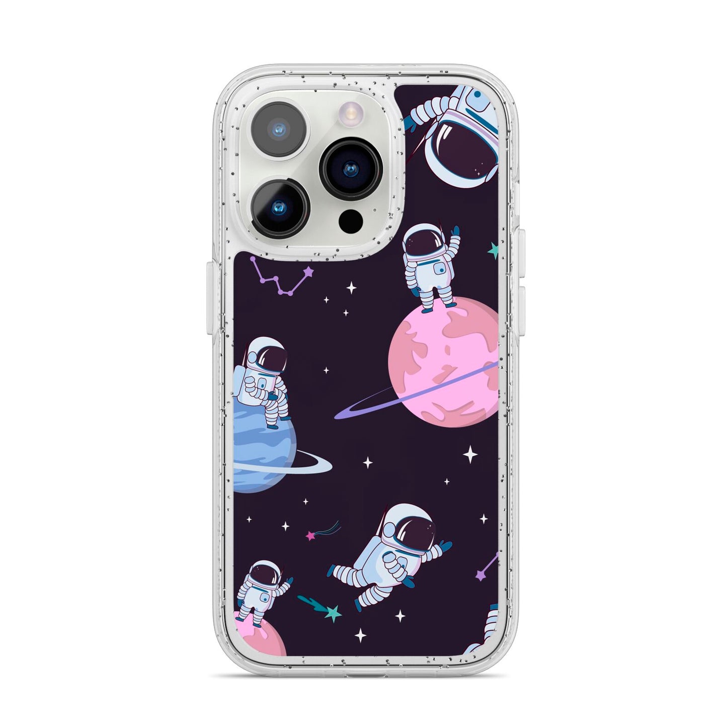 Pastel Hue Space Scene iPhone 14 Pro Glitter Tough Case Silver