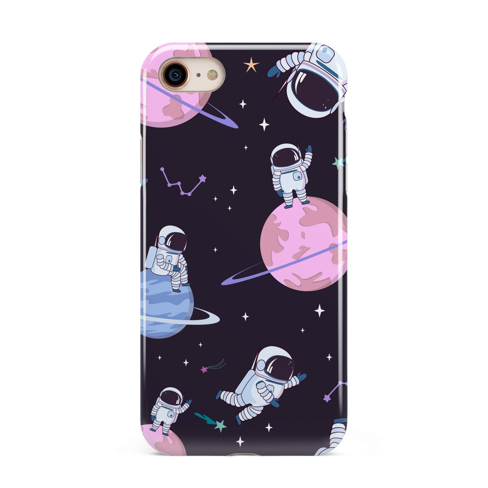 Pastel Hue Space Scene iPhone 8 3D Tough Case on Gold Phone