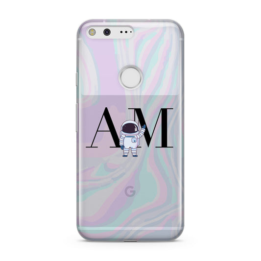 Pastel Marble Ink Astronaut Initials Google Pixel Case