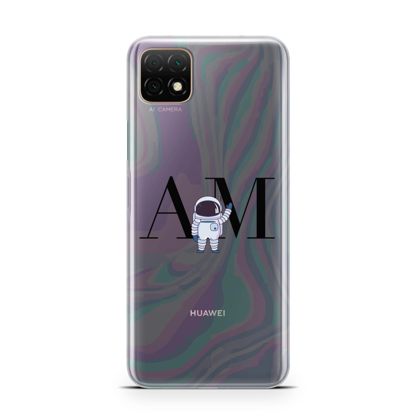 Pastel Marble Ink Astronaut Initials Huawei Enjoy 20 Phone Case