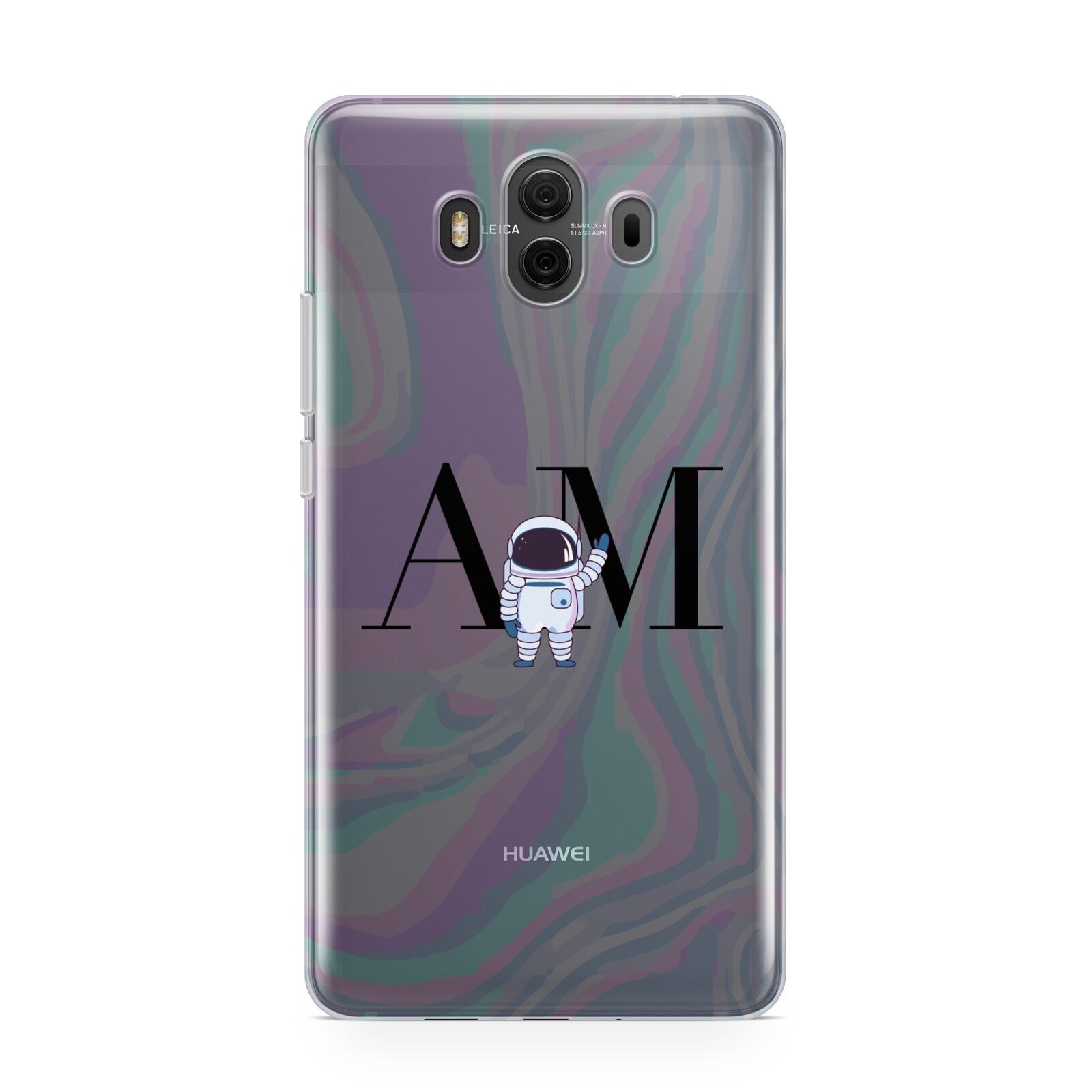 Pastel Marble Ink Astronaut Initials Huawei Mate 10 Protective Phone Case