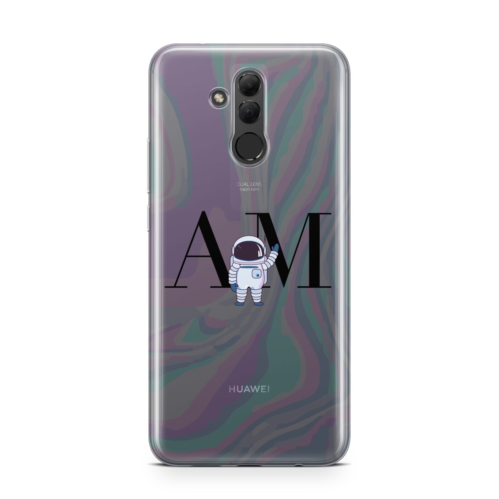 Pastel Marble Ink Astronaut Initials Huawei Mate 20 Lite