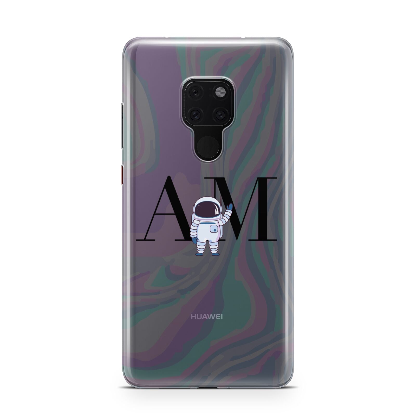 Pastel Marble Ink Astronaut Initials Huawei Mate 20 Phone Case