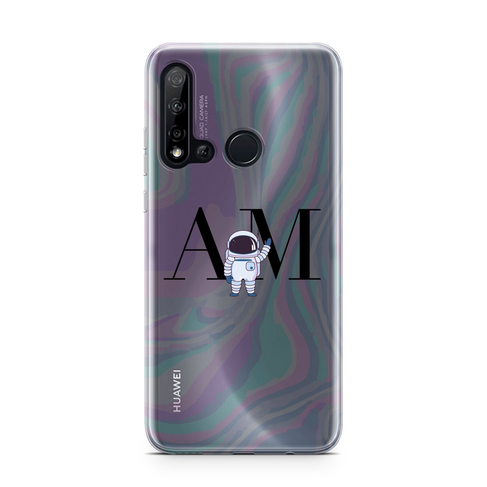 Pastel Marble Ink Astronaut Initials Huawei P20 Lite 5G Phone Case