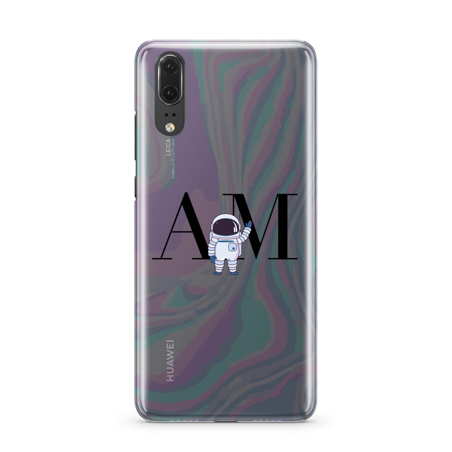 Pastel Marble Ink Astronaut Initials Huawei P20 Phone Case