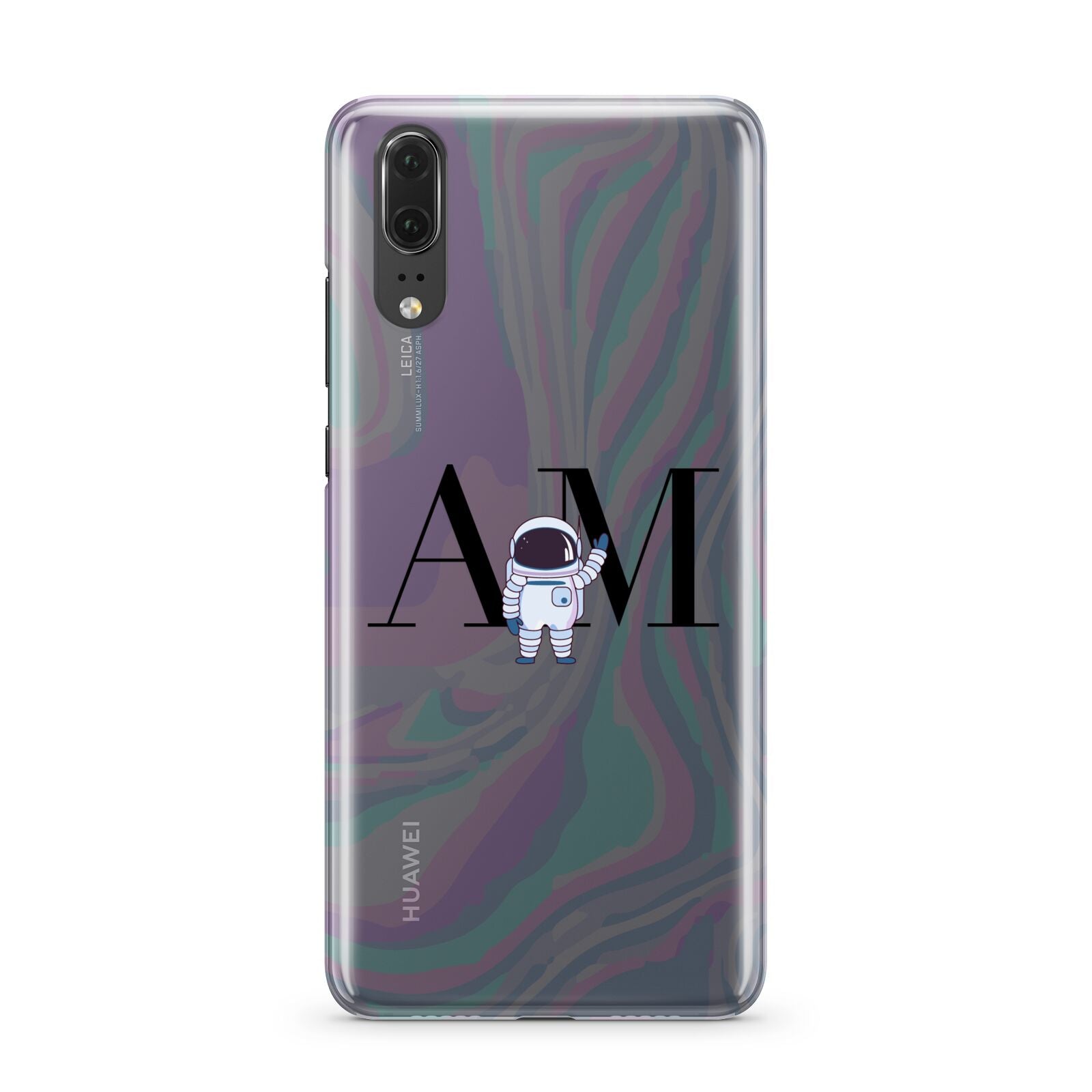 Pastel Marble Ink Astronaut Initials Huawei P20 Phone Case