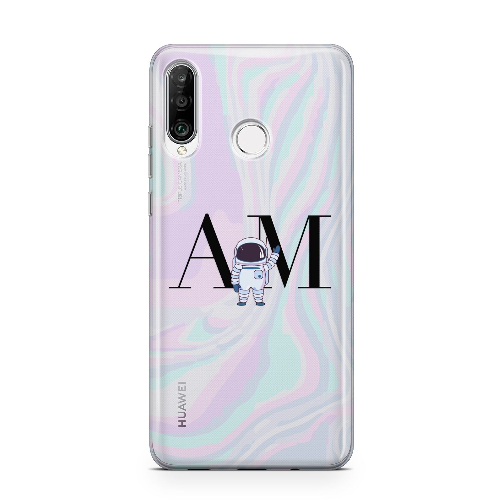 Pastel Marble Ink Astronaut Initials Huawei P30 Lite Phone Case