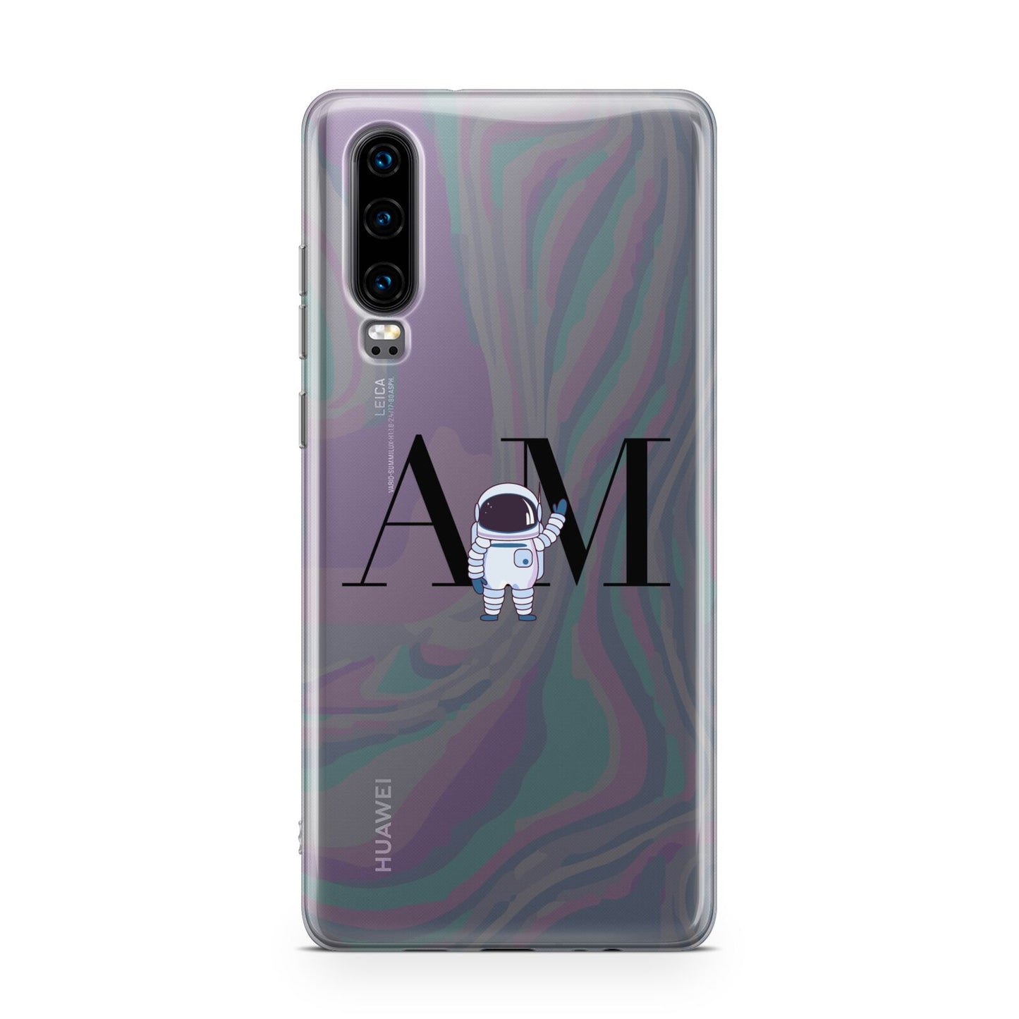 Pastel Marble Ink Astronaut Initials Huawei P30 Phone Case