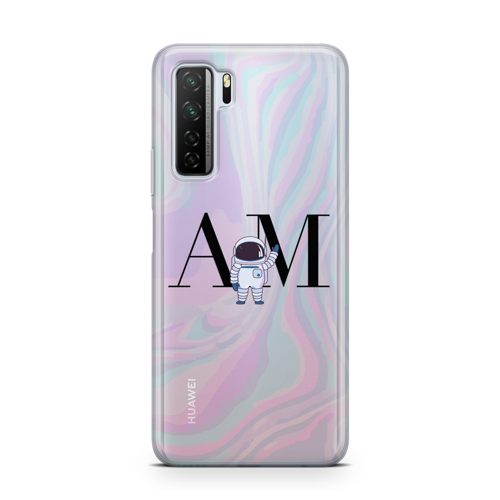 Pastel Marble Ink Astronaut Initials Huawei P40 Lite 5G Phone Case