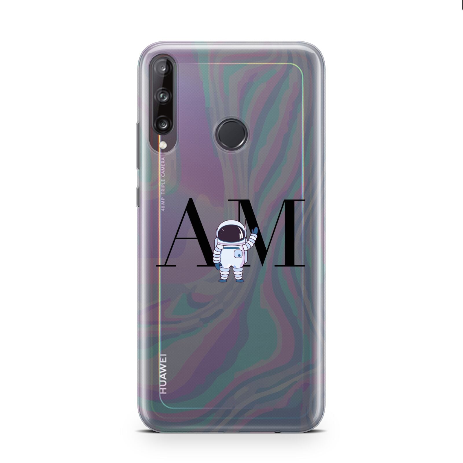 Pastel Marble Ink Astronaut Initials Huawei P40 Lite E Phone Case