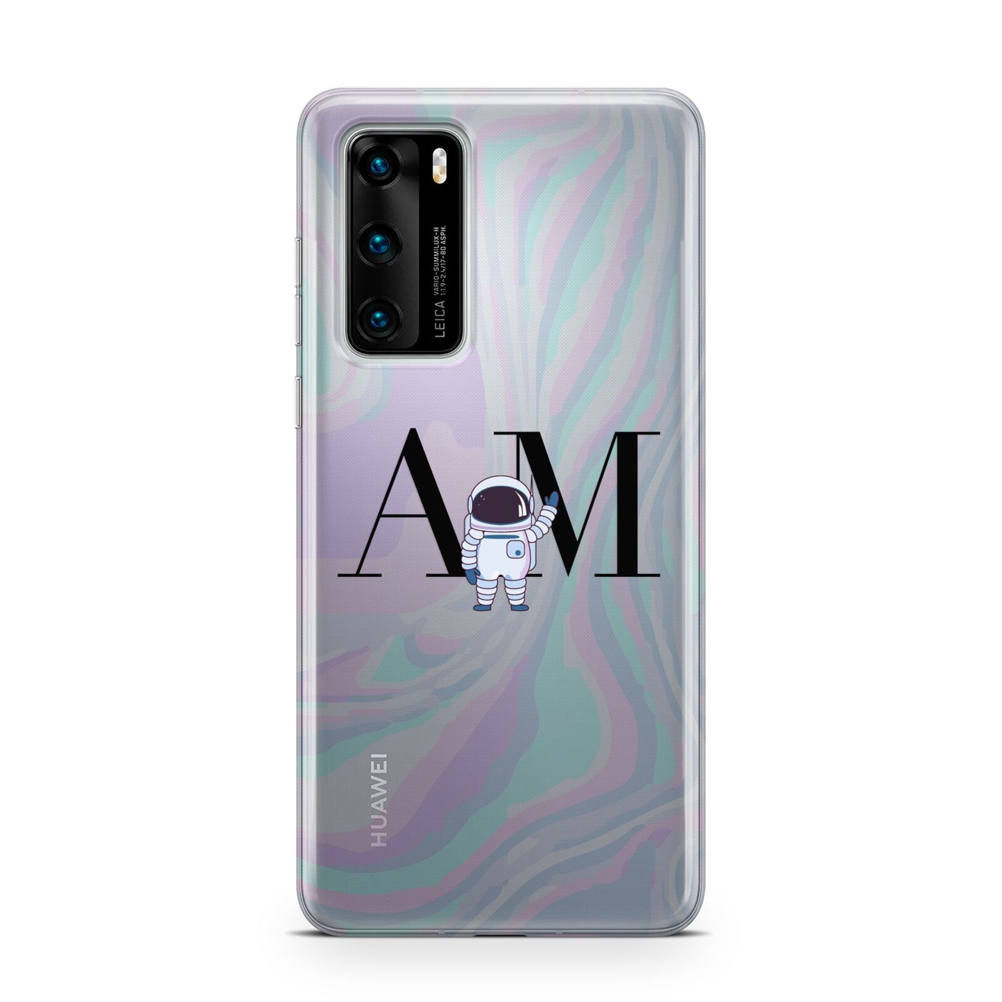 Pastel Marble Ink Astronaut Initials Huawei P40 Phone Case