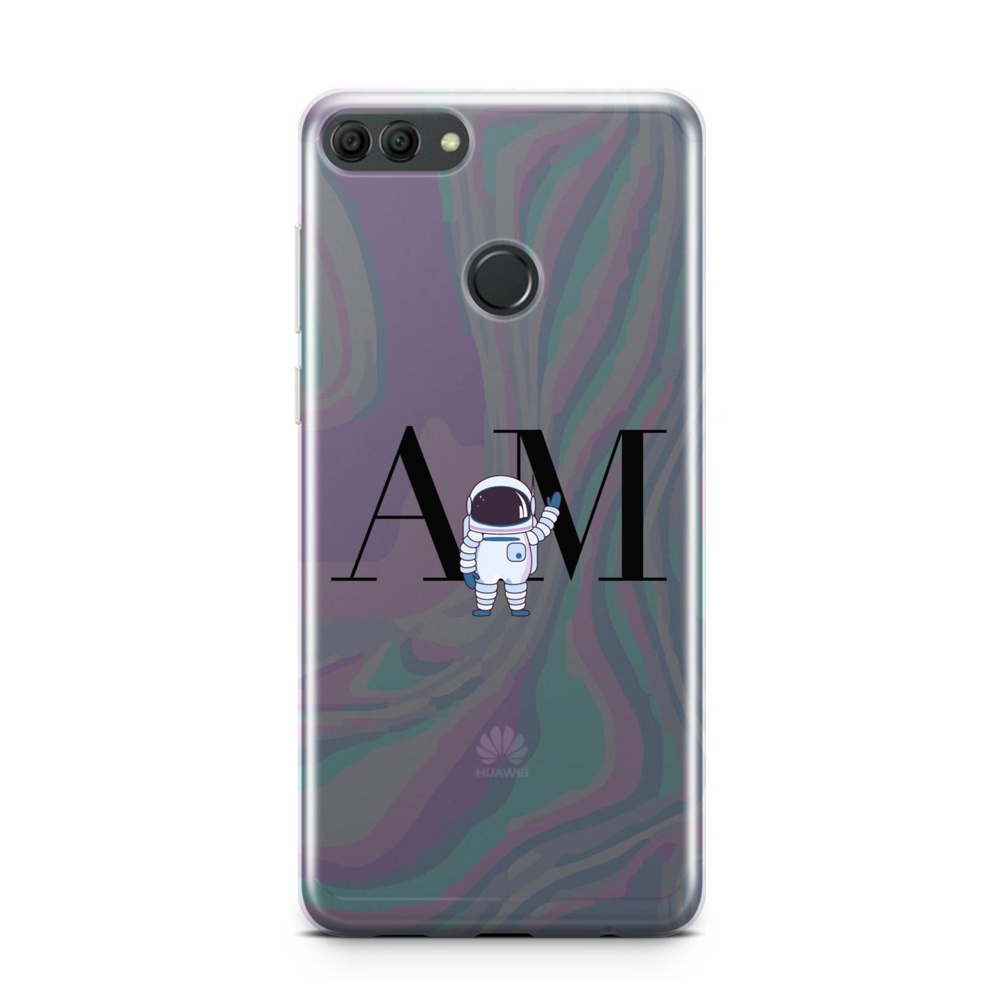 Pastel Marble Ink Astronaut Initials Huawei Y9 2018