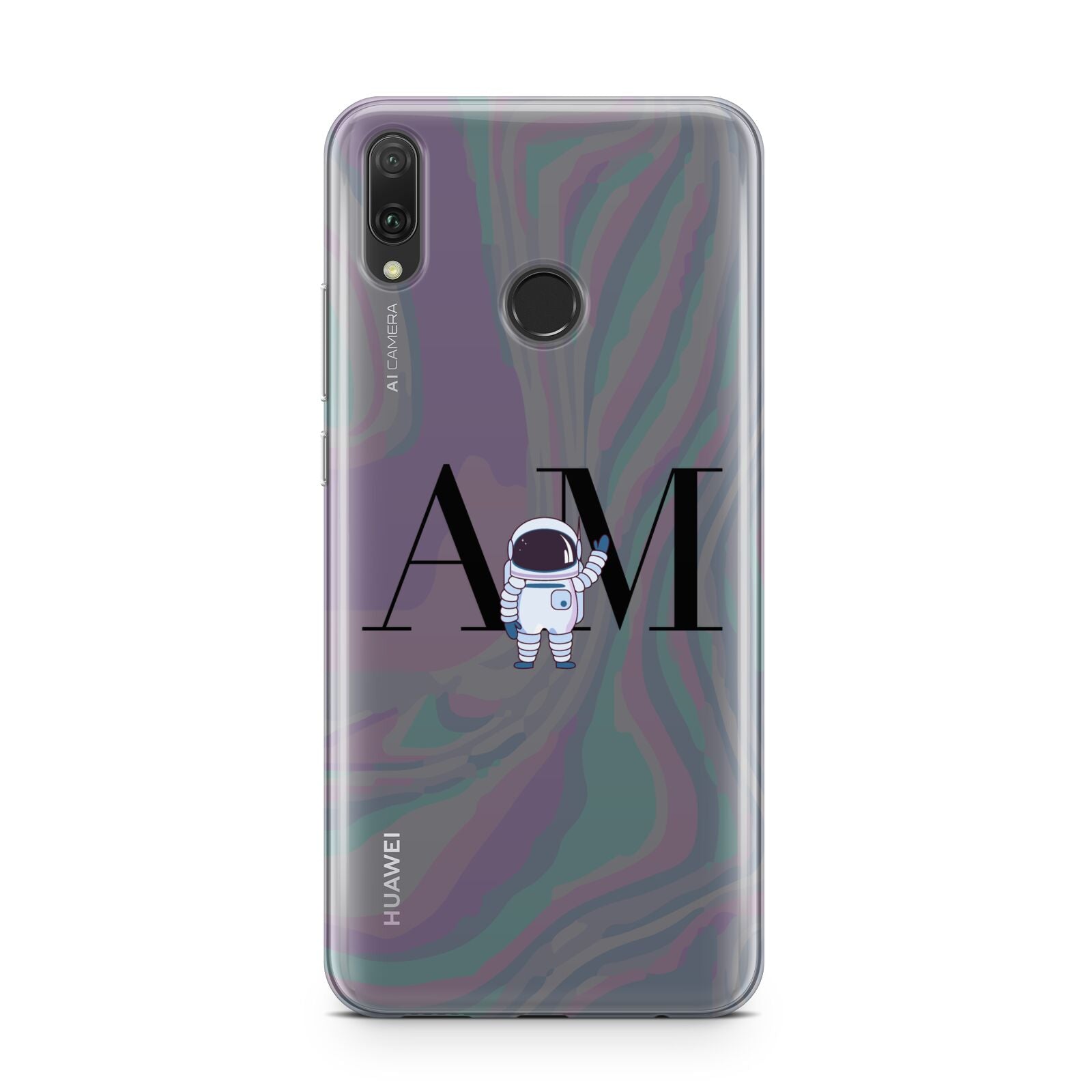 Pastel Marble Ink Astronaut Initials Huawei Y9 2019