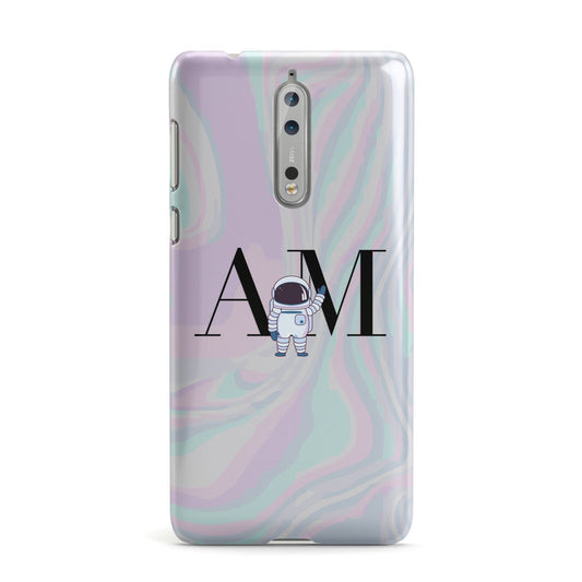 Pastel Marble Ink Astronaut Initials Nokia Case