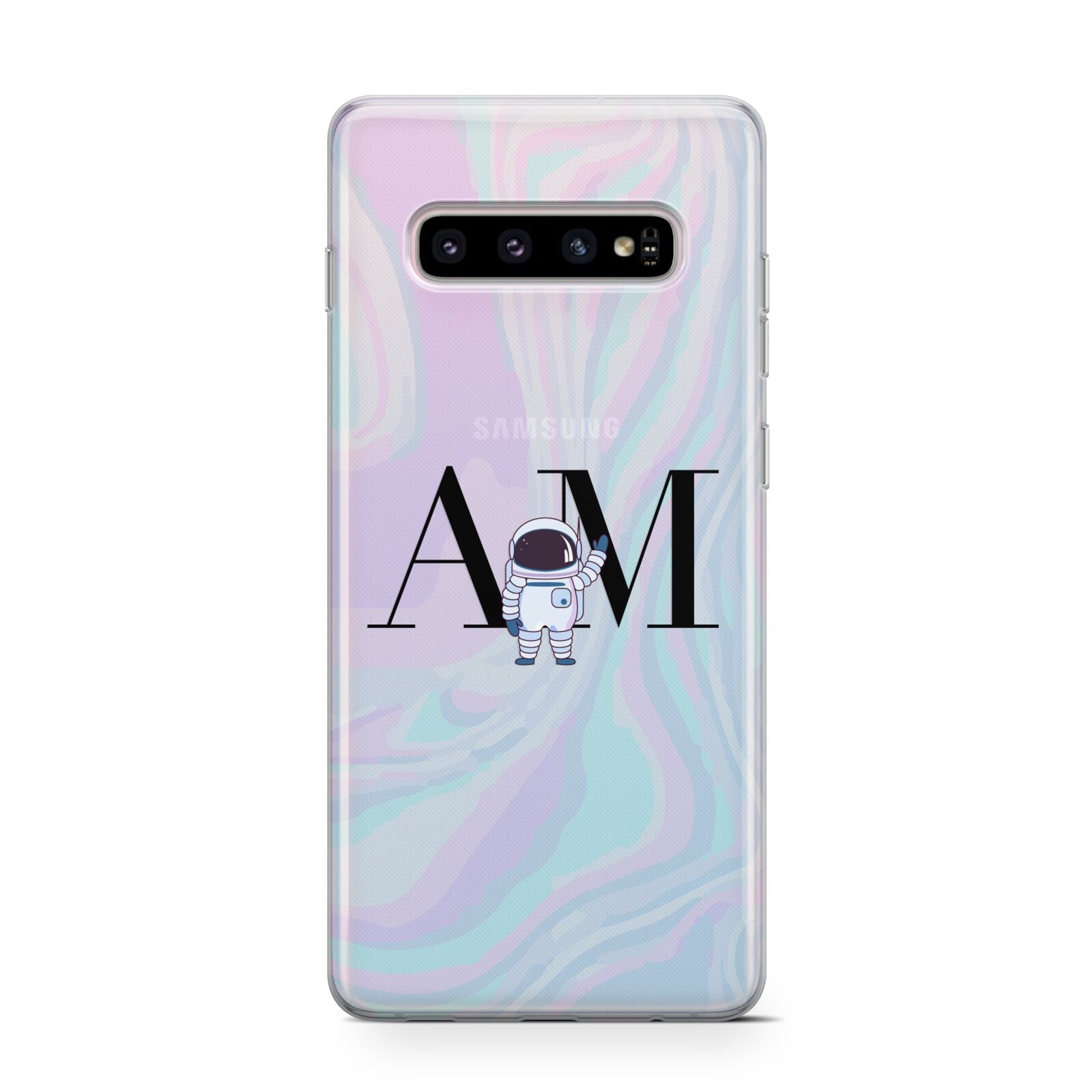 Pastel Marble Ink Astronaut Initials Protective Samsung Galaxy Case