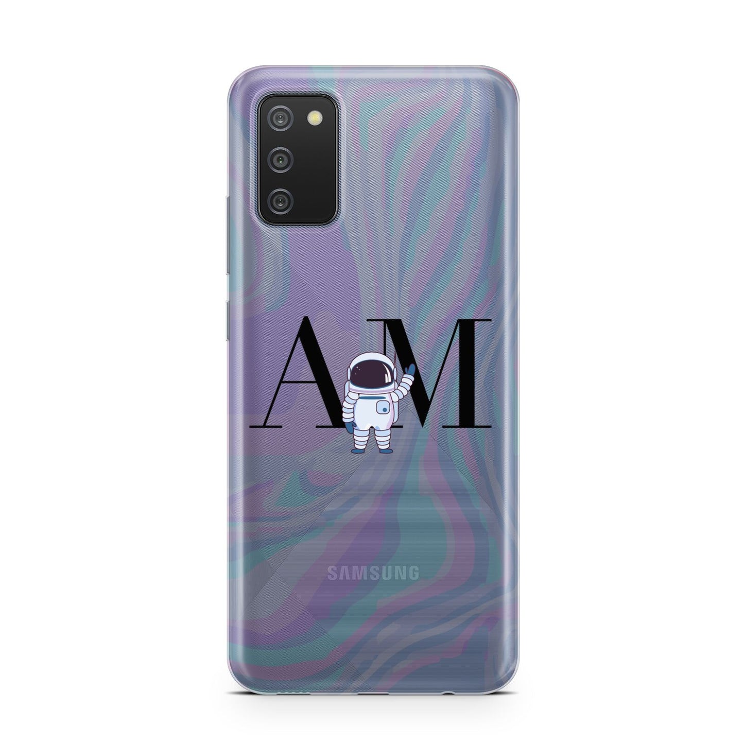 Pastel Marble Ink Astronaut Initials Samsung A02s Case