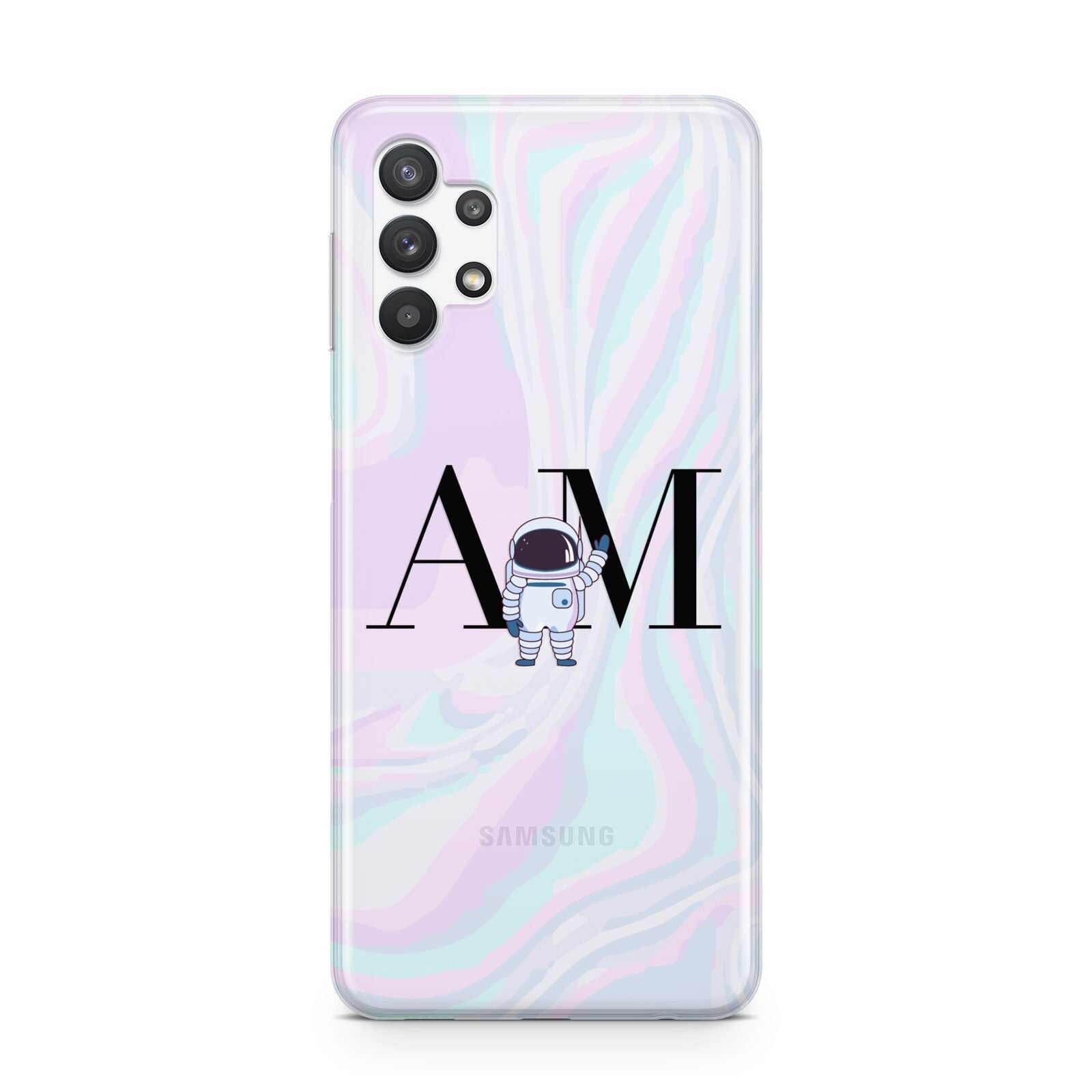 Pastel Marble Ink Astronaut Initials Samsung A32 5G Case