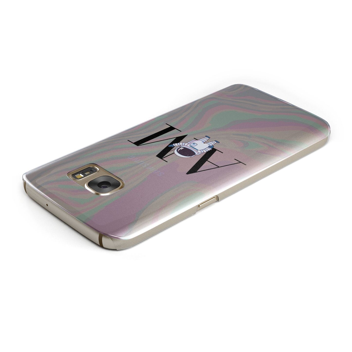 Pastel Marble Ink Astronaut Initials Samsung Galaxy Case Top Cutout