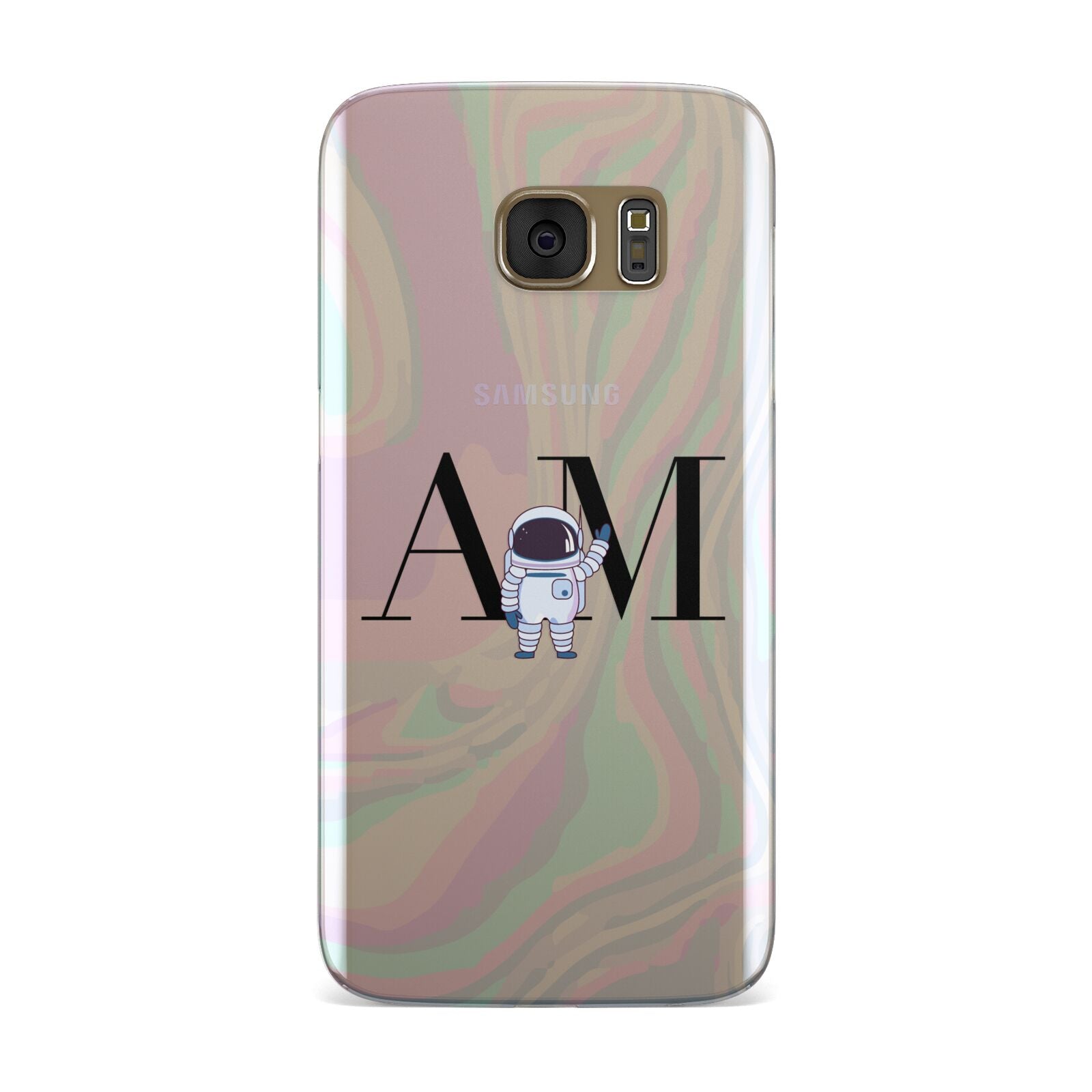 Pastel Marble Ink Astronaut Initials Samsung Galaxy Case