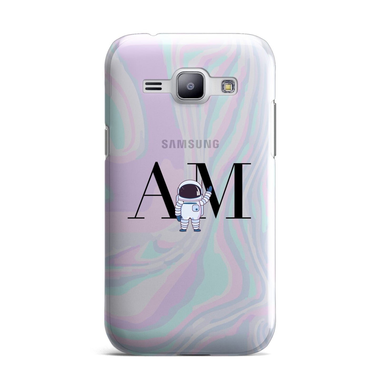 Pastel Marble Ink Astronaut Initials Samsung Galaxy J1 2015 Case