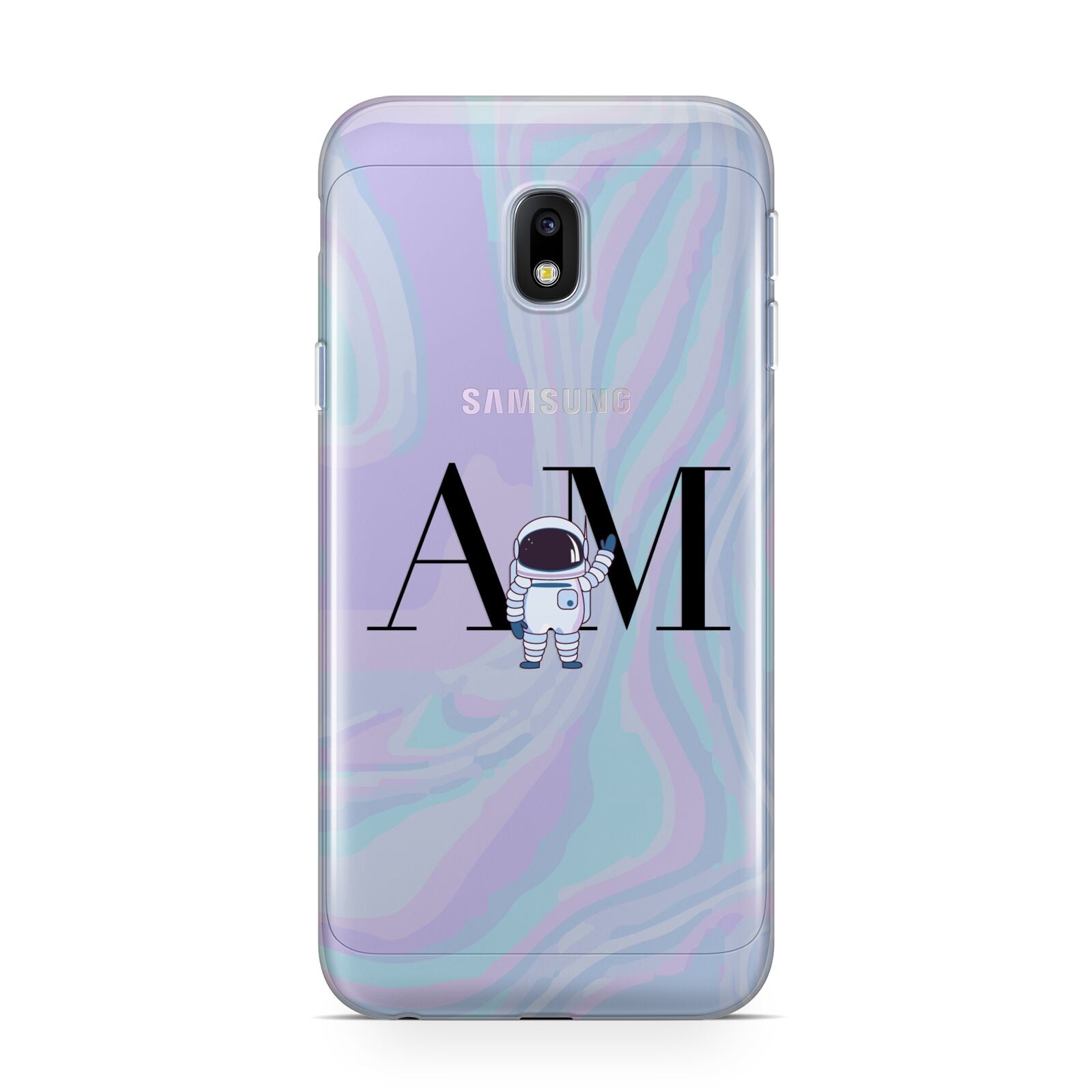 Pastel Marble Ink Astronaut Initials Samsung Galaxy J3 2017 Case