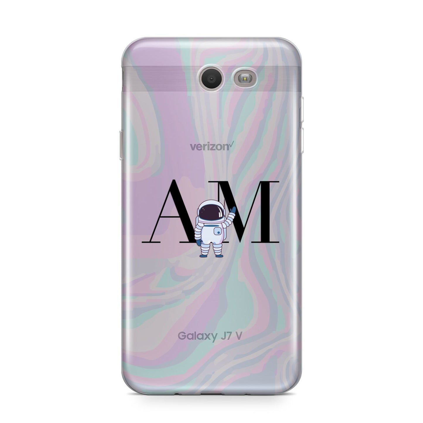 Pastel Marble Ink Astronaut Initials Samsung Galaxy J7 2017 Case