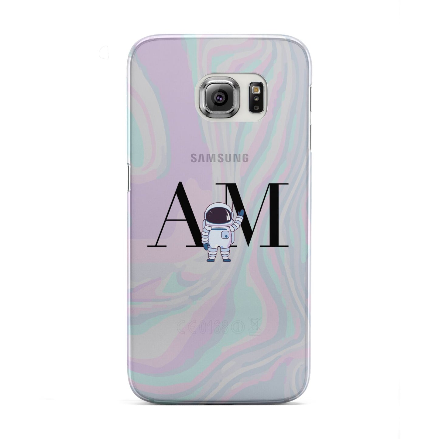 Pastel Marble Ink Astronaut Initials Samsung Galaxy S6 Edge Case