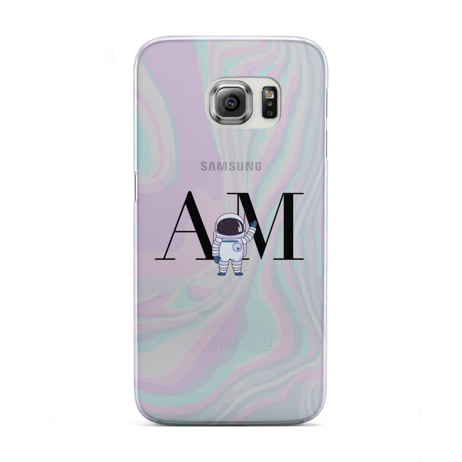 Pastel Marble Ink Astronaut Initials Samsung Galaxy S6 Edge Case