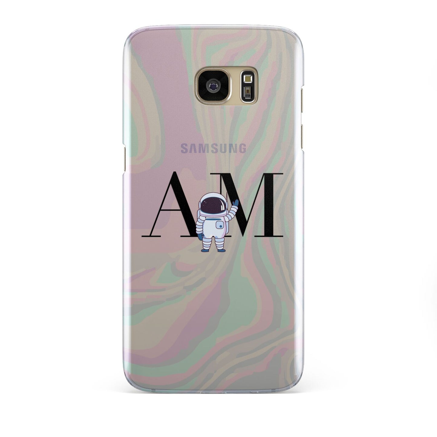 Pastel Marble Ink Astronaut Initials Samsung Galaxy S7 Edge Case